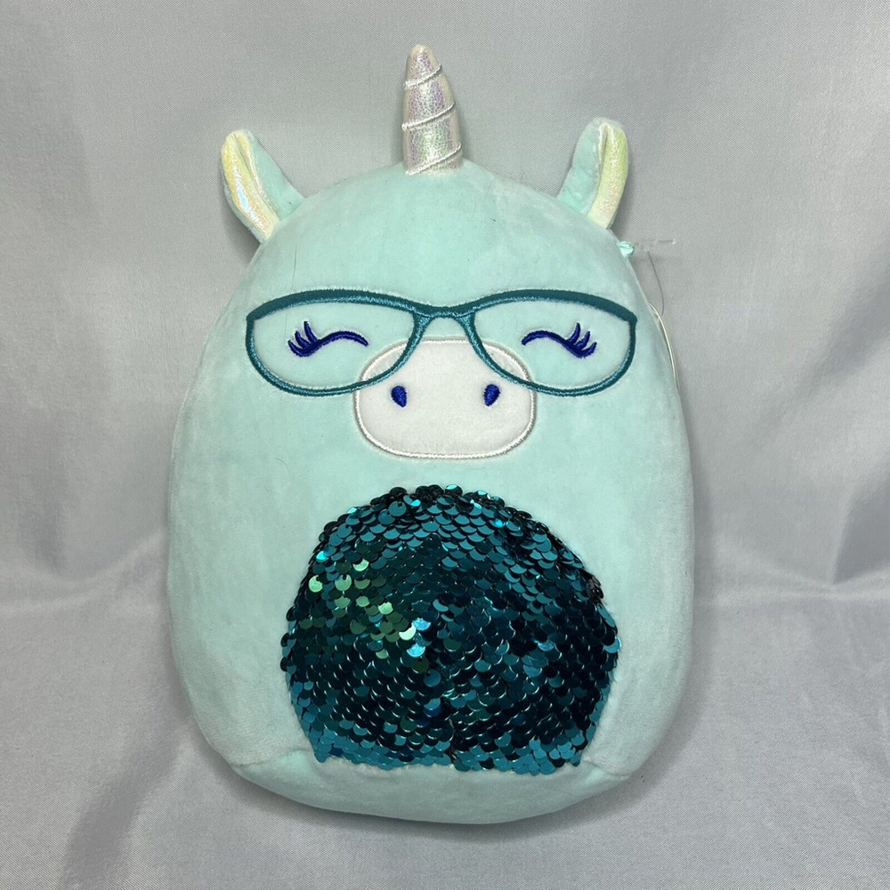 2021 Squishmallow Nyla Unicorn Glasses Sequins 8 in Teal Target Exclusive HasTag